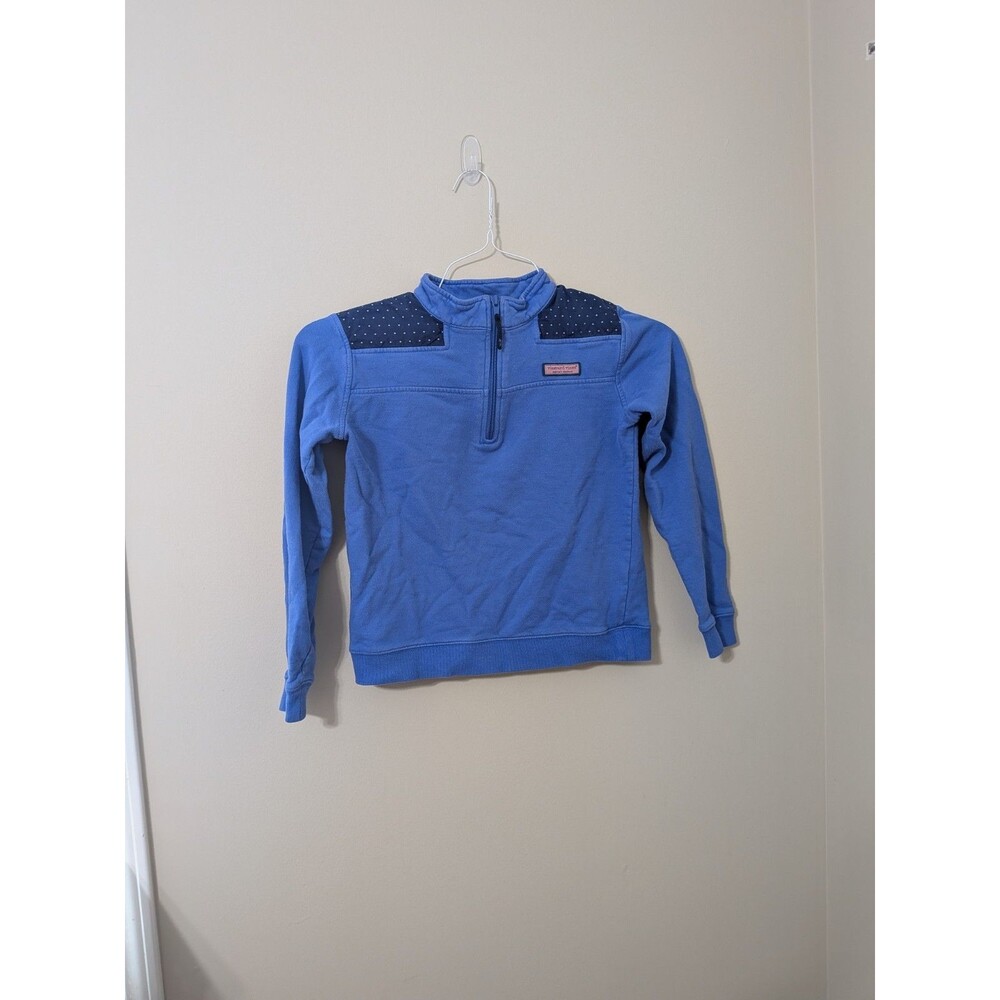 Vineyard Vines Sweatshirt Unisex Kids Small Pink Patch Logo Quarter-Zip Pullover